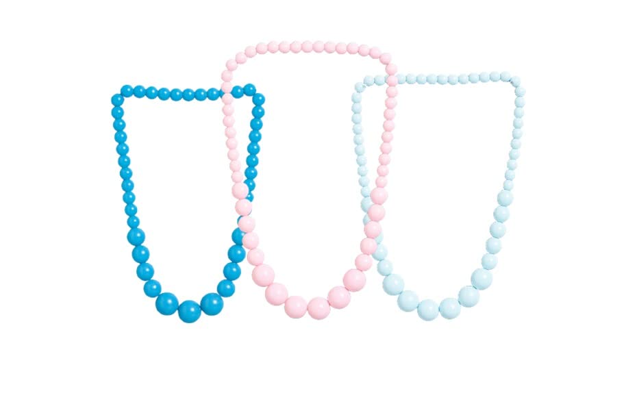 El Regalo 3 PCs Kids Girls Necklaces Jewelry Set- Girls Beaded Princess Necklaces- Pink, Blue, Sea Green