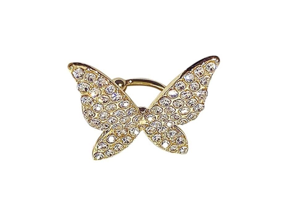 El Regalo 1PC CZ Crystal Butterfly Ear Cuff for Non-Pierced Ears - Gold Butterfly Wing Cartilage Clip-On Earring - Rhinestone Statement Butterfly Cuff Wrap Earrings for Women & Girls
