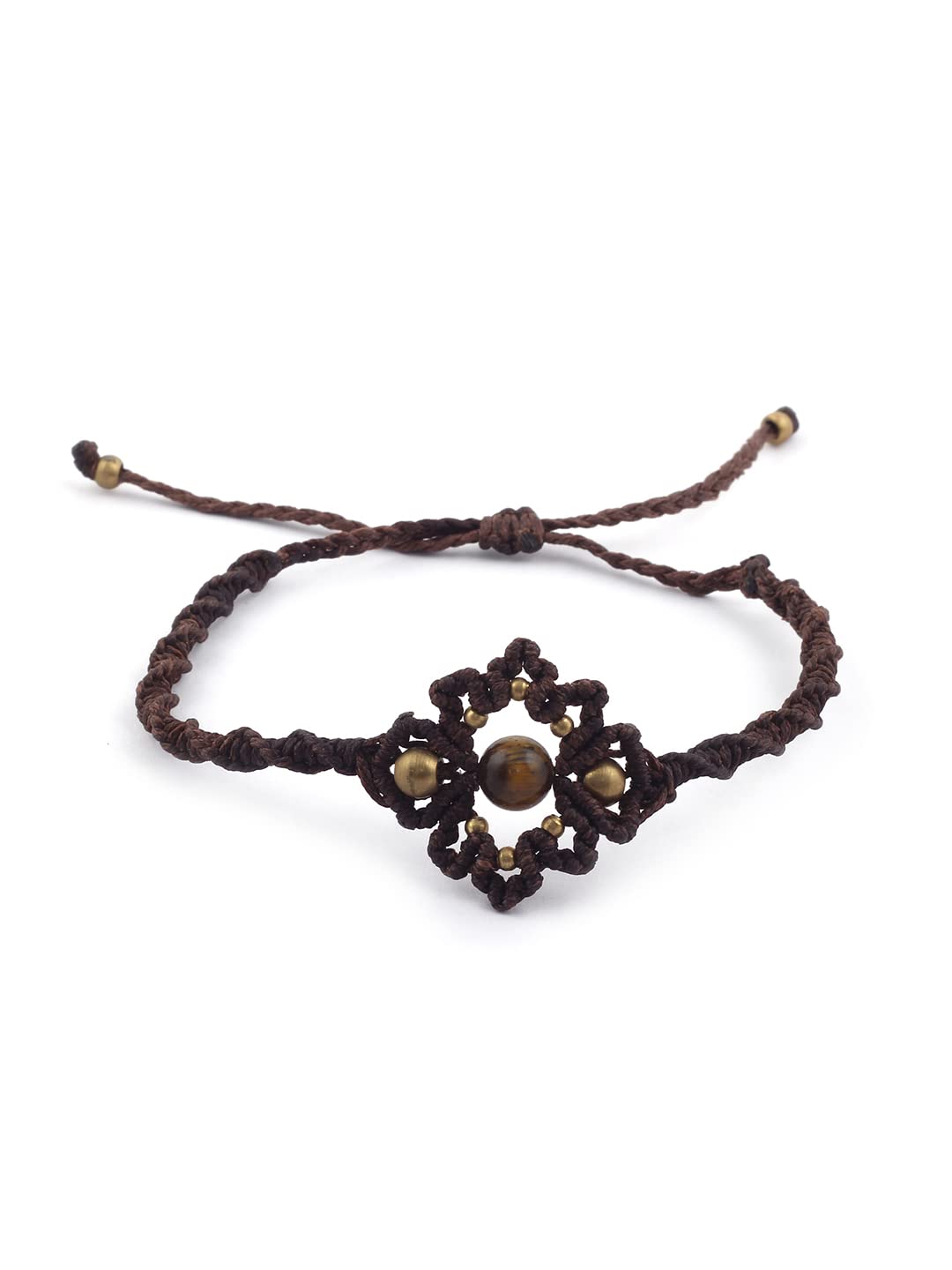 El Regalo Natural Gemstone Tiger Eye Anklet for Girls & Women | Bohemian Style Tiger Eye Adjustable Anklet/Bracelet/Armlet for Girls & Women