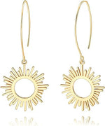 El Regalo Women's & Girl's Sun Charm Earrings - Lightweight Minimalist Design, Available in Various Hook Patterns for Versatile Style (Sun Liner Hook Earrings)