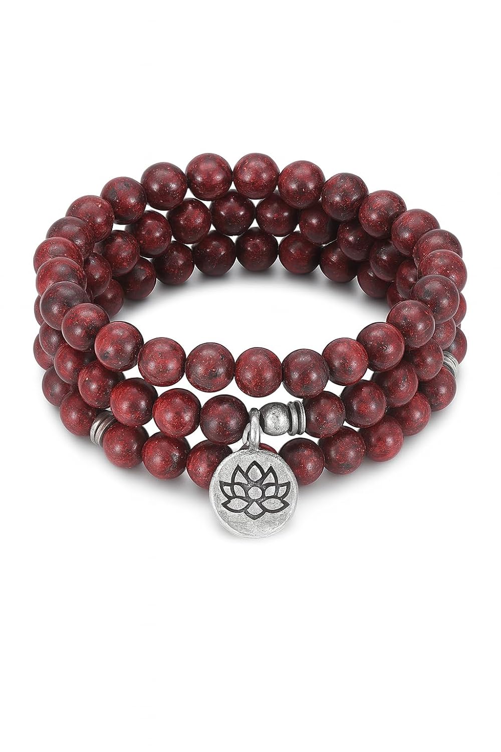 El Regalo 108 Beads Multi-Layered Bracelet Mala for Women & Men - Natural Beads Yoga Bracelet Necklace with Lotus Pendant - Unisex Spiritual Buddhist Mala Jewelry for Meditation