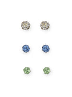 El Regalo 3 Pairs Cute Stainless Steel CZ Stud Earrings Combo for Kids/Girls/Teens/Women - Stars, Heart, Flower, Butterfly, Disco Ball, Stones - Hypoallergenic Flatback Earrings (Option-1)