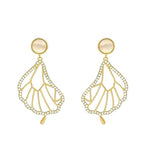 El Regalo Golden Moon, Pearl, Cat, Flower, Wings Dangle Earrings For Girls & Women- Temperament Pearl Cherry Cat Rhinestone Earring Girl Party Jewelry Gift (Wings Earrings)