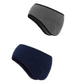 El Regalo 2 PCs Fleece Ear Warmers Headband Winter Ear Muffs for Men Women Kids in Cold Weather, Running Yoga Skiing Riding Bike Ear Cover (Navy Blue & Grey)