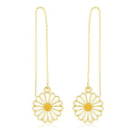 El Regalo Enamel Daisy Flower Threader Drop Earrings- Cute Flower Ear Line Earrings for Girls & Women- Valentines Day Gift for Her