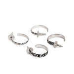 El Regalo 2 Pairs Tribal Oxidized Half Hoop Earrings, Huggie Earrings- Hammered Bohemian Oxidized German Silver Baali Earrings (Option-3)