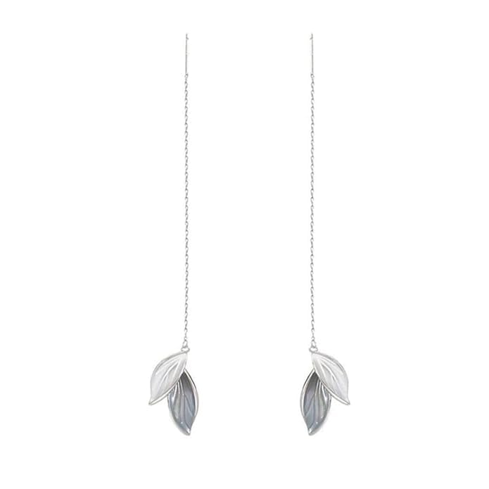 El Regalo Leaves Threader Earrings for Girls & Women- Contemporary Oil Drip Enameled Leaf Tassel Earrings