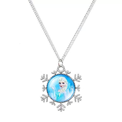 El Regalo Frozn El-sa & Ana Princess Snowflake Pendant Necklace for Girls | Gift for Girls Kids