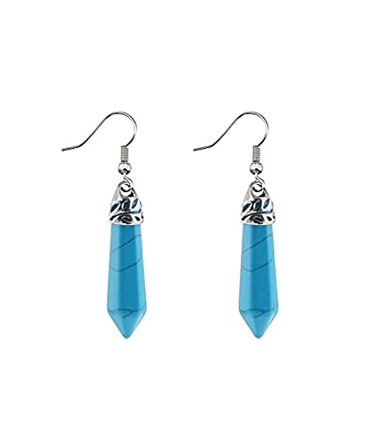 El Regalo Silver Plated with Multi Contemporary Earrings for Girls, Women, Blue Howlite Turquoise