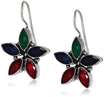 El Regalo Oxidized Silver Brass Earrings with Stones for Girls & Women Vintage Flower Oxidized Earrings for casual outing and get together