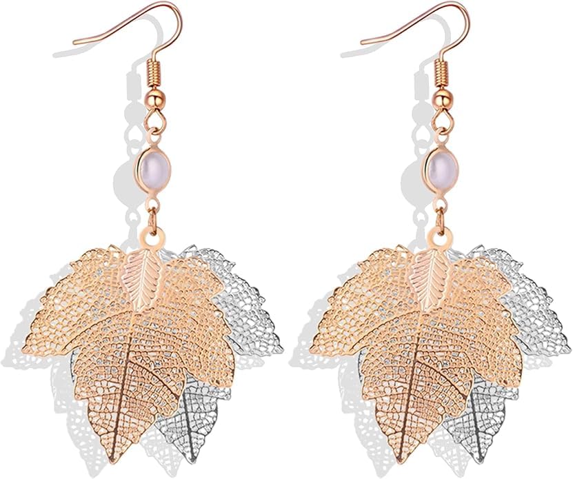 El Regalo Elegant Leaf Drop Dangle Earrings for Women & Girls - Nature Inspired Statement Earrings (Style-1)