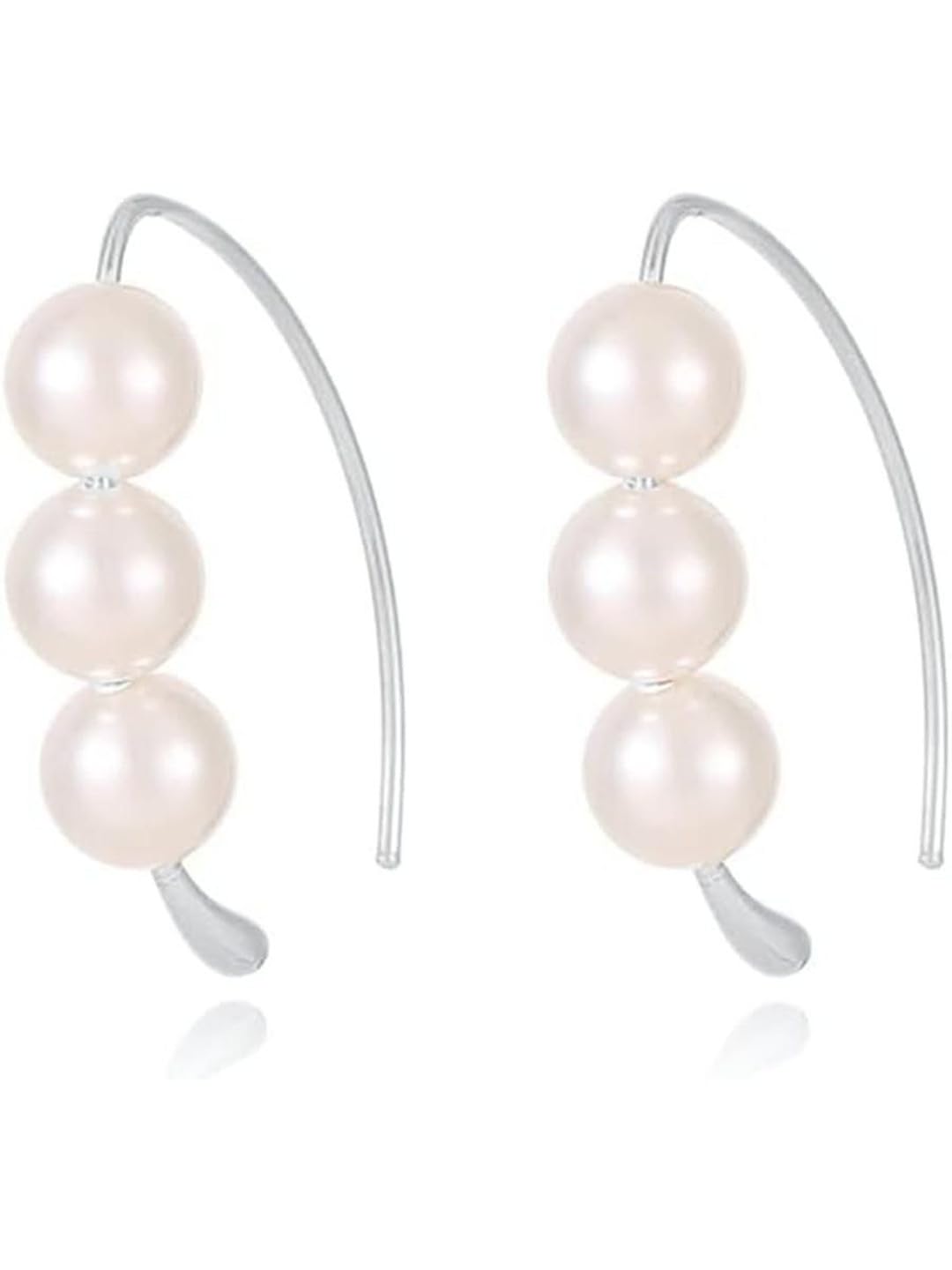 El Regalo Elegant Faux Pearl Earrings for Women - Elegant 18K Gold & Silver Plated Moti Jewelry Collection | Fancy Studs, Dainty Drops & Long Dangle Pearls Earrings for Girls (Style-9)