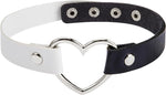 El Regalo Vintage PU Leather Love Heart Choker Necklace for Girls/Women- Western Gothic Punk Collar Choker Necklace (Black & White)