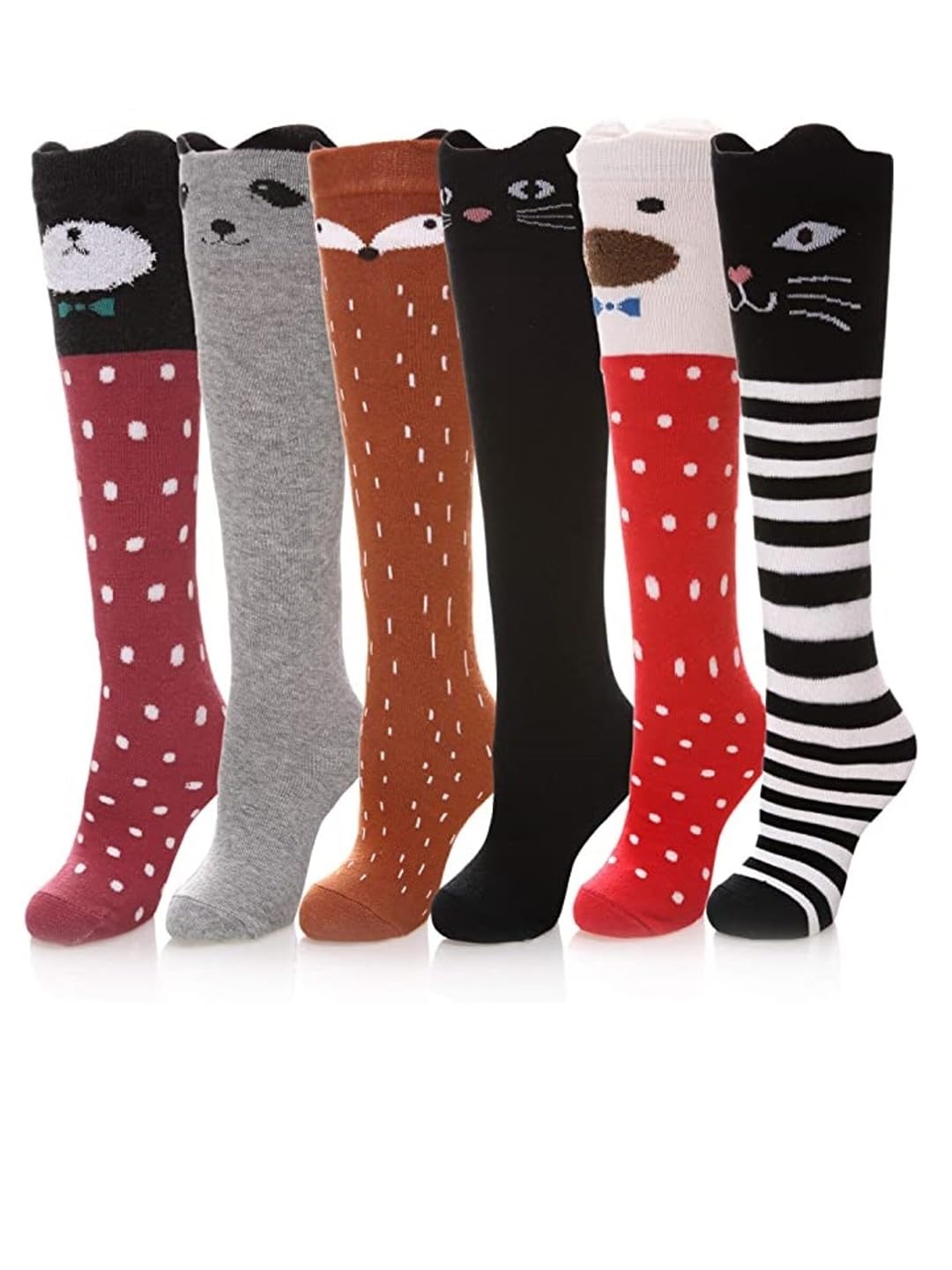 EL REGALO Pack Of 6 Patterned Knee-Length Socks