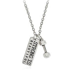 El Regalo "Strong Is Beautiful Fitness Gym Dumbbell Unisex Pendant Necklace for Boys/Men/Women/Girls