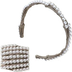 El Regalo Stretchable Foldable Pearl Headband for Women & Girls - Elegant Anti-Slip Hairband for Long & Short Hair, Portable Retractable Hair Accessory for Travel & Everyday Wear (Grey, One Size)