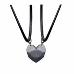 El Regalo 2 Pcs Heart Couples Magnetic Necklace for Couples/Besties/Friends - Black White Matching Pendant Friendship Distance Magnetic Love Heart Jewelry (All Grey) For Unisex Adult
