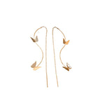 El Regalo Butterfly Threader Earrings- Needle Thread Butterfly Long Tassel Earrings for Girls & Women (Gold)
