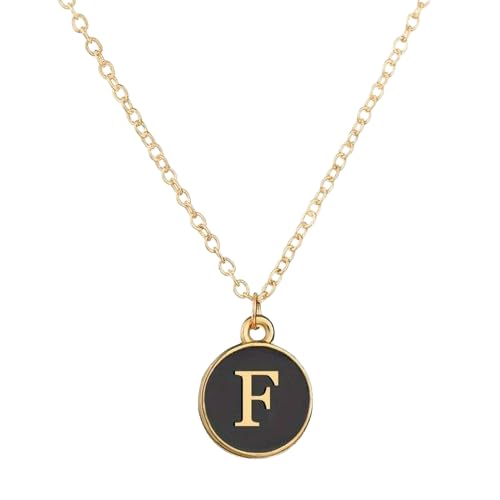 El Regalo Name Initials Personalized Letter Unisex Pendant Necklace- Enameled Name Letter Small Pendant with Stainless Steel Chain (F Letter)