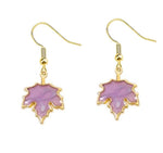 El Regalo 1 Pair Enamel Fall Maple Leaves Hypoallergenic Drop Earrings for Girls/Teens/Women (Light Purple Maple Leaves)