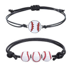 El Regalo 2 PCs Sports Ball Unisex Adjustable Bracelets Set for Kids/Girls/Boys/Teens/Men/Women - Basket Ball, Football, Baseball (Style-4)