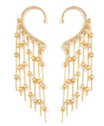 El Regalo Long Tassel Elf Ear Cuff Earrings for Women - Non Piercing Crawler Ear Wrap Bollywood Chandelier Dangle Earrings - Fairy Star & Spike Ear Clips (Stars Tassel)