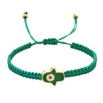El Regalo 1 PC Hamsa Hand Evil Eye Charms Handmade Adjustable Unisex Bracelet for Girls/Boys/Men/Women (Green)