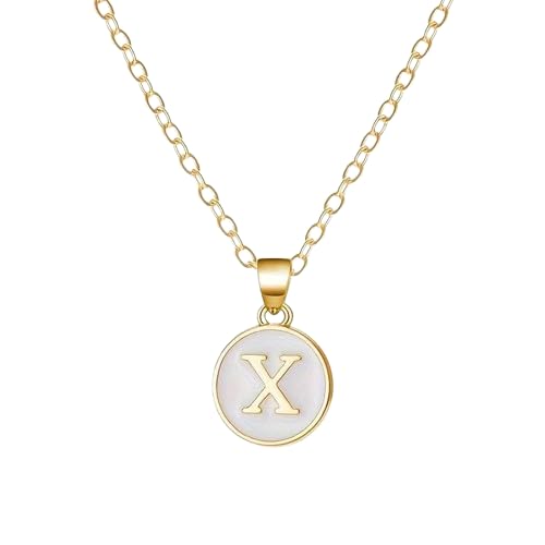El Regalo Personalized Name Initial Letters Pendant Necklace-Enamelled Name Initials Pendant with Stainless Steel Chain (X)
