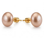 El Regalo Premium Pearl Stud Earrings for Women & Girls | Elegant Champagne Pink Pearl Earrings | Modern Minimalist Timeless Classic Studs | Statement Earrings