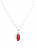 El Regalo Lord Ganesha Red Stone Pendant Necklace for Men & Women | Synthetic Carved Ganpati Locket with Silver Finish Chain | Spiritual Jewellery