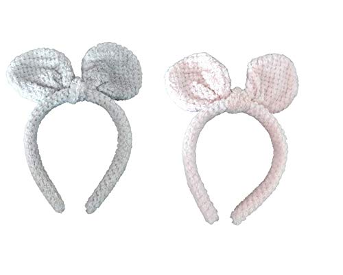 El Regalo 2 pcs Hairbands for kids Bow Headband Hair Accessories for Girls (Pink & Gray)
