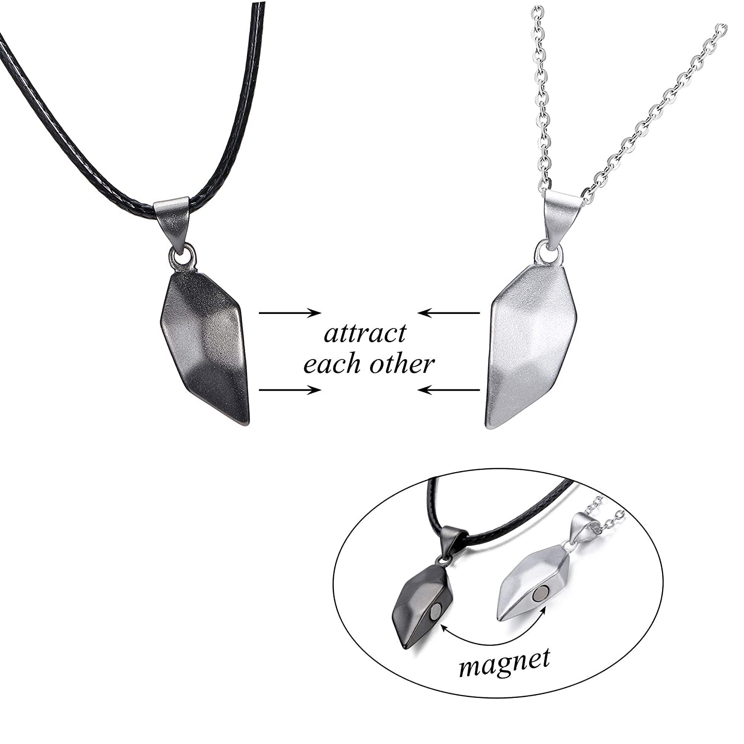 El Regalo Unisex Adult Heart Couples Magnetic Necklace Matching Pendant Friendship Distance Magnetic Love Heart Jewelry for Couples/Besties/Friends