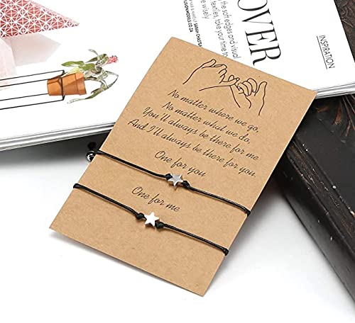 El Regalo Pinky Promise Distance Matching Bracelets for Best Friends, Couples, Family, Women, Men, Teens, Girls & Boys (Stars)