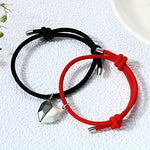 El Regalo Unisex 2 Pcs Heart Couples Magnetic Bracelet for Couples/Besties/Friends - Red & Black Matching Bracelets Friendship Distance Magnetic Love Heart Jewelry