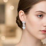 El Regalo Triple Heart CZ Dangle Earrings for Women | Romantic 3-Tier Heart Drop Earrings | Sparkling Cubic Zirconia Crystal Earrings | Valentine's Day, Anniversary & Gift Jewelry