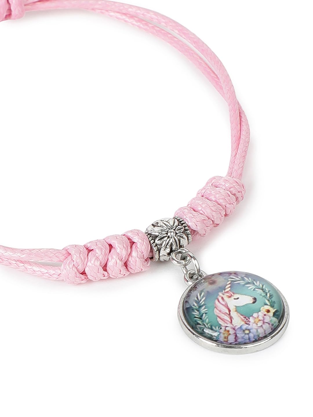 El Regalo 1PC Cute Girls Kids Unicorn Bracelet- Adjustable Hand Braided Floral Unicorn Rope Bracelets for Girls (Pink Floral Unicorn)