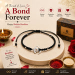 El Regalo Fancy & Traditional AUM/Shell Charm Rakhis for Brother | Elegant Auspicious Bracelet Rakhi for Bhai/Bhaiya with Roli Chawal in Gift Box (Black Aum/OM)
