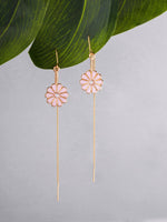 El Regalo Delicate & Classy Needle Threader (Sui Dhaga) Chain Tassel Earrings for Women/Girls- Fancy Threader Earrings (Golden Shell Pearl)