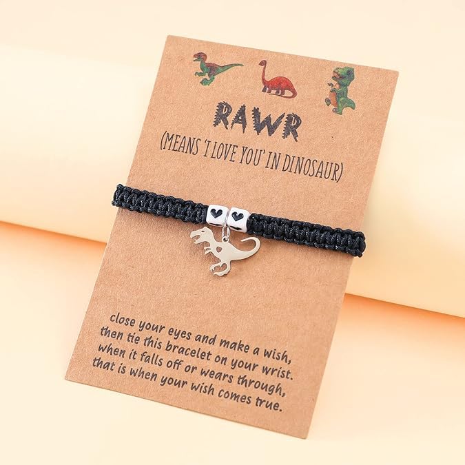 El Regalo Cute Rakhi for Brother- Fancy Tyrannosaurus Dinosaur Bracelet Rakhi for Bhai with Roli Chawal, Rakhi Message Card in Rakhi Gift Box (Black Heart Dino)