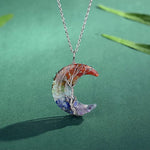 El Regalo Crescent Moon Wire Wrapped Tree of Life Stone Pendant Necklaces Natural Resin Quartz Gemstone Hippie Boho Jewelry for Girls Women (7 Chakra)