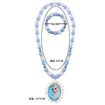 El Regalo Beautiful Princess Necklace & Bracelet Kids Jewelry Set for Girls Kids/Kids Princess Accessories (Blue)