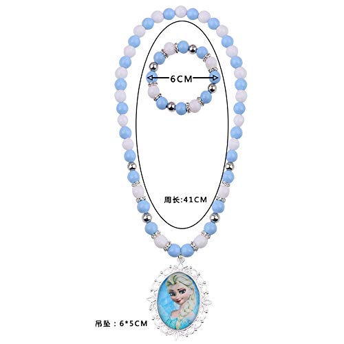 El Regalo Beautiful Princess Necklace & Bracelet Kids Jewelry Set for Girls Kids/Kids Princess Accessories (Blue)