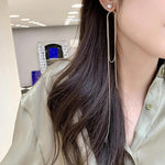 El Regalo Fancy Long Loop Tassel Pearl Stud Earrings for Girls & Women- Modern, Contemporary Tassel Earrings
