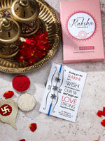 El Regalo 2PCs Designer Stars Evil Eye Rakhi Combo Set for Bhaiya-Bhabhi/Niece or Nephew with Roli Chawal in Rakhi Gift Box