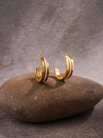 El Regalo Luxury & Creative Stainless Steel Layered C Half Hoop Earrings- Bold & Beautiful, Modern Hoops for Women/Girls (Layered Enamel Hoops)