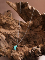 El Regalo Beautiful Agate Crescent Moon Pendant Necklace with Stainless Steel Chain for Girls & Women (Turquoise Green Moon)