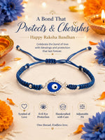 El Regalo 1PC Evil Eye CZ Bracelet Rakhi for Brother with Roli Chawal & Rakhi Message Card - Lucky Protection Rakhi to Avoid Negative Energies for Brother/Sister-in-Law/Niece or Nephew