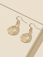 El Regalo Womens Handmade Glass Dried Flowers Gypsophila Earrings(Life Tree)- Beautiful Real Dried Flowers Pressed Drop Earrings (Golden Yellow Drop)
