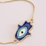 El Regalo 1PC Evil Eye Adjustable Bracelet for Girls & Women- Zircon Evil Eye Chain Bracelet- Valentines Day Gift for Her (Hamsa Hand)