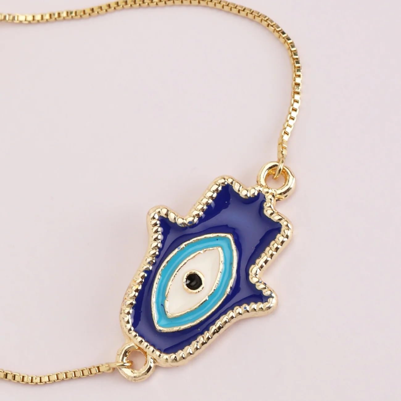 El Regalo 1PC Evil Eye Adjustable Bracelet for Girls & Women- Zircon Evil Eye Chain Bracelet- Valentines Day Gift for Her (Hamsa Hand)